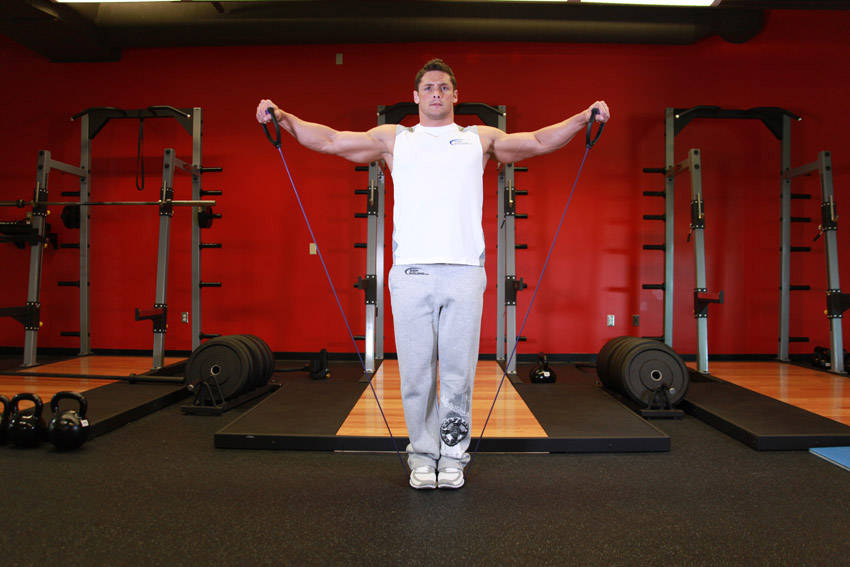 Band Lateral Raise start and end position