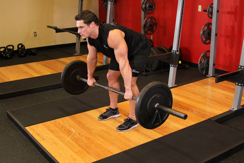 Barbell Rear Delt Row start and end position