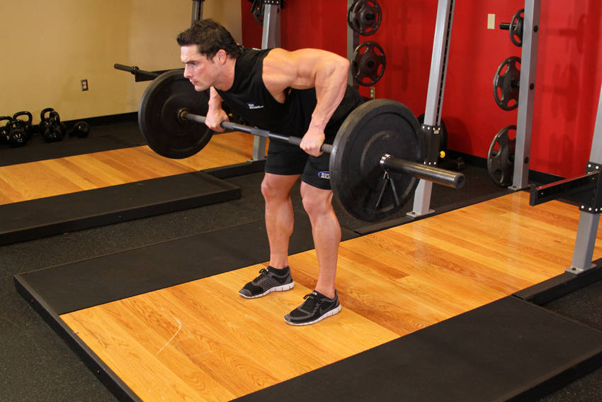 Barbell Rear Delt Row start and end position