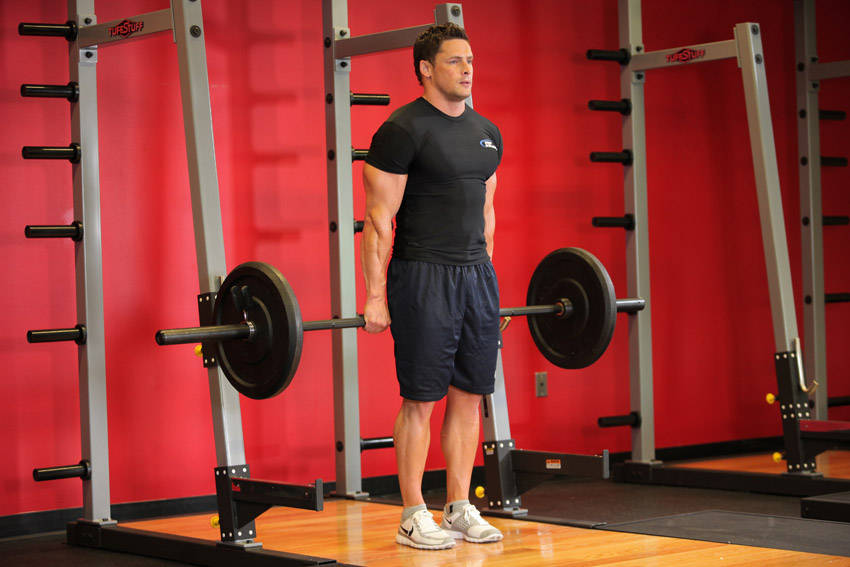 Barbell Shrug Behind The Back start and end position