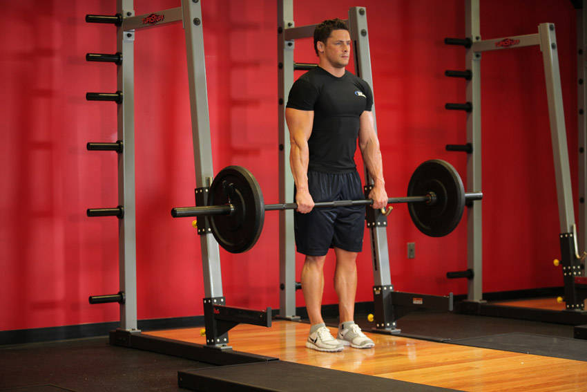 Barbell Shrug start and end position