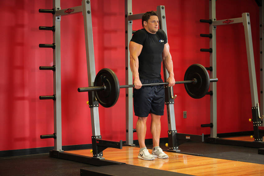 Barbell Shrug start and end position