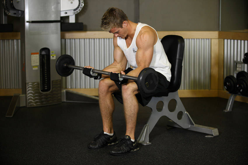 Barbell Wrist Curl start and end position