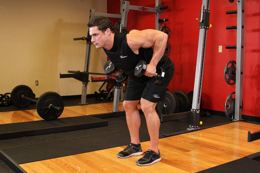 Bent Over Two-Dumbbell Row start and end position