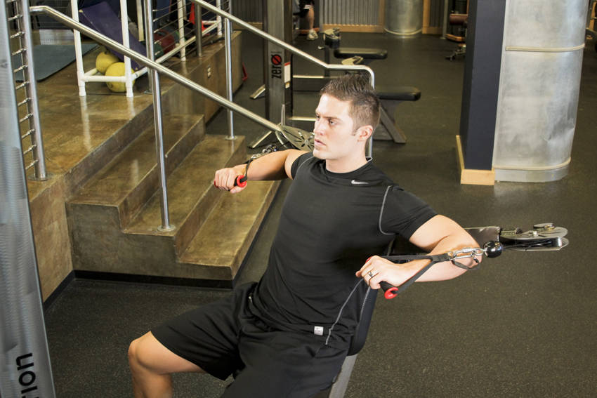 Cable Chest Press start and end position
