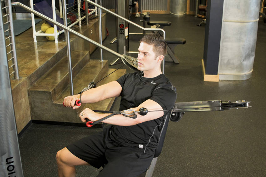 Cable Chest Press start and end position