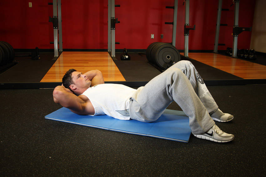 Cross-Body Crunch start and end position