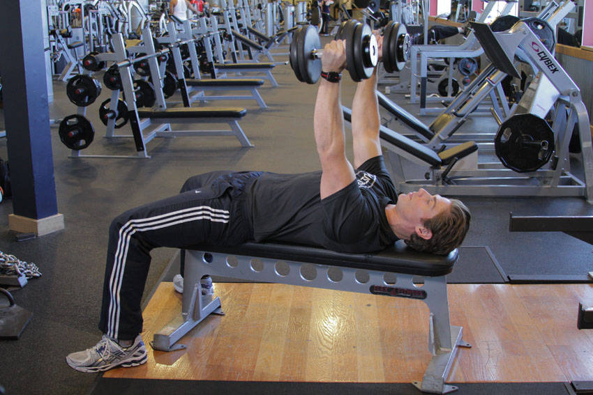 Dumbbell Bench Press with Neutral Grip start and end position