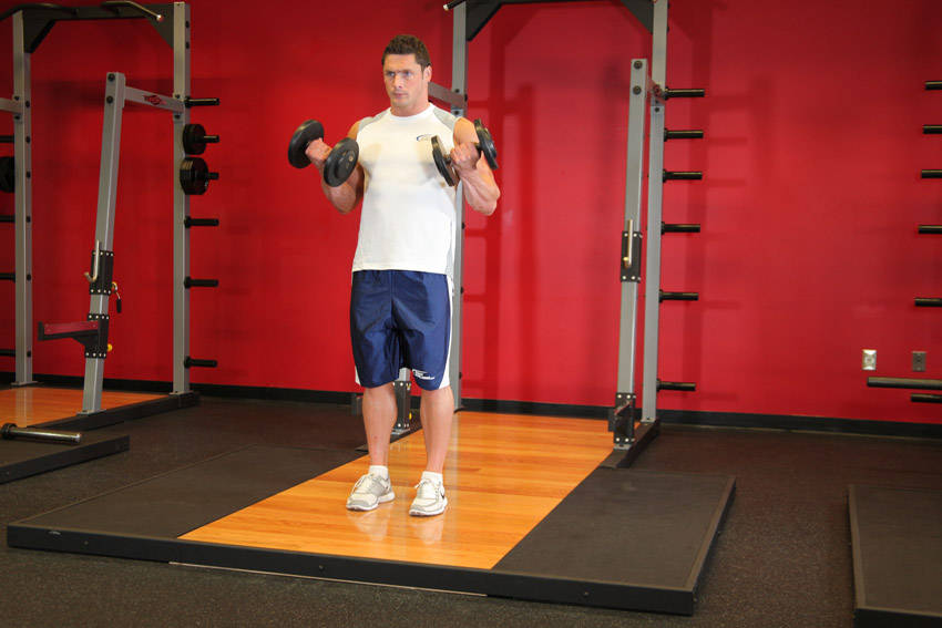 Dumbbell Biceps Curl start and end position