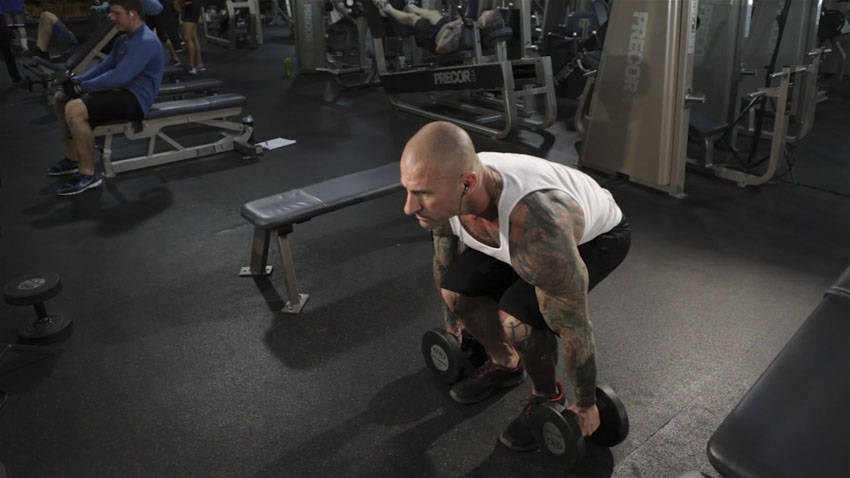 Dumbbell Clean start and end position