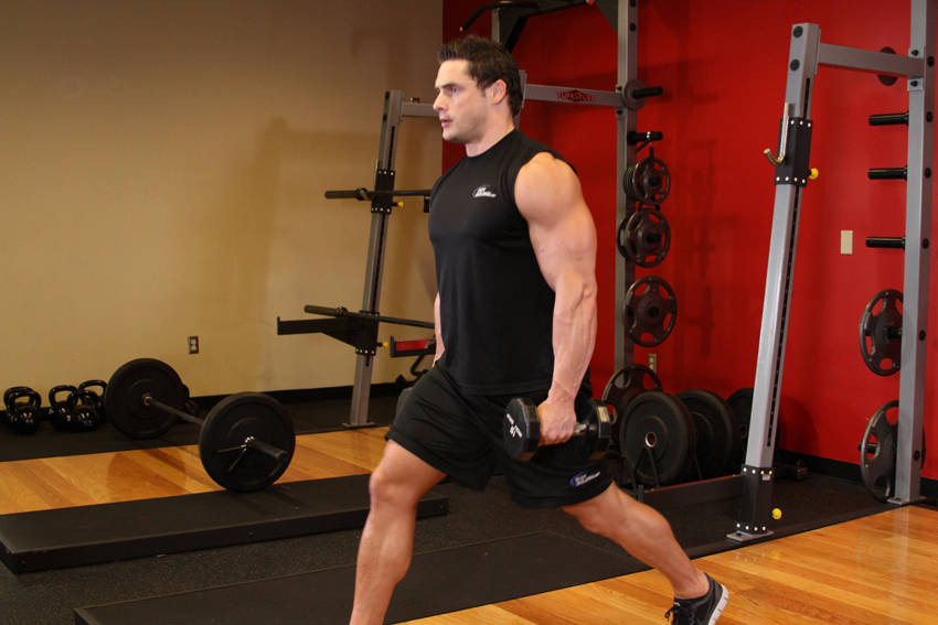Dumbbell Lunges start and end position