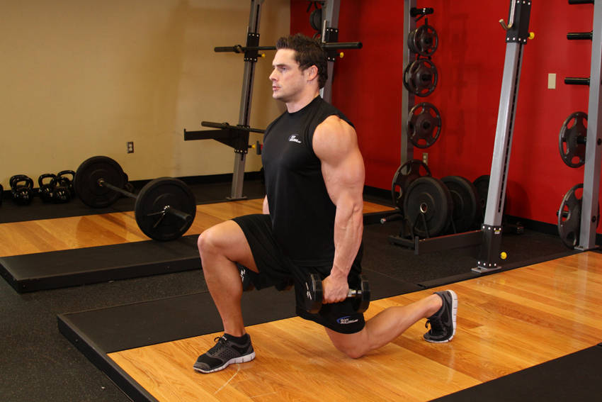 Dumbbell Lunges start and end position