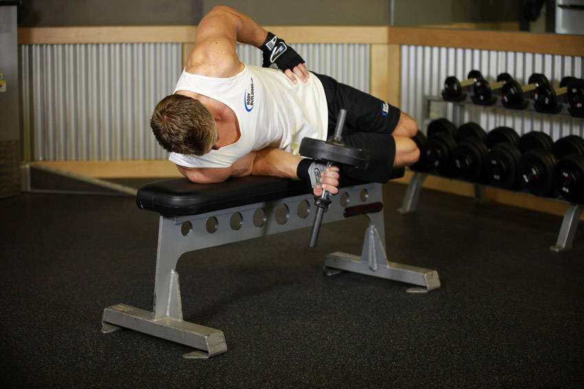 Dumbbell Lying Supination start and end position
