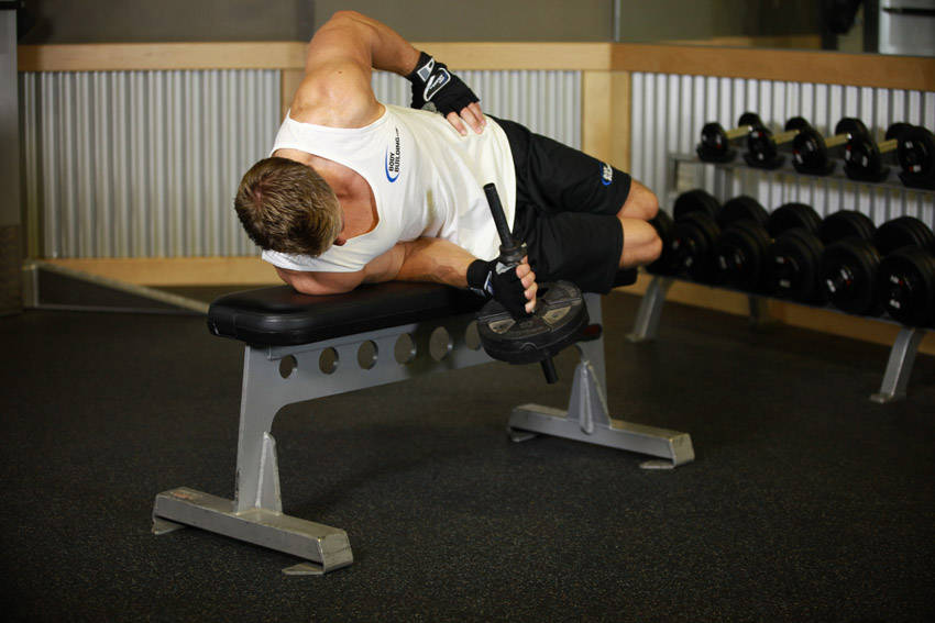 Dumbbell Lying Supination start and end position