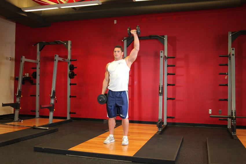 Dumbbell One-Arm Shoulder Press start and end position