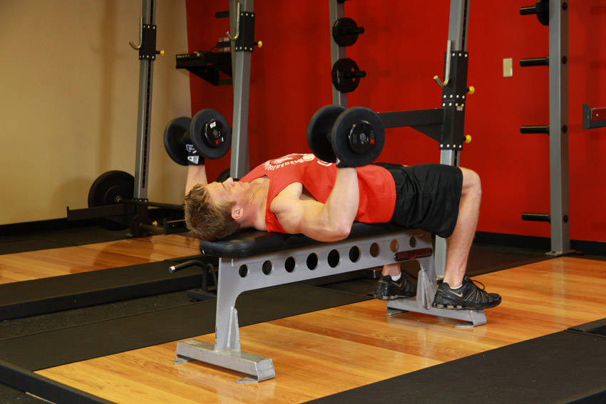 Flat Dumbbell Press start and end position