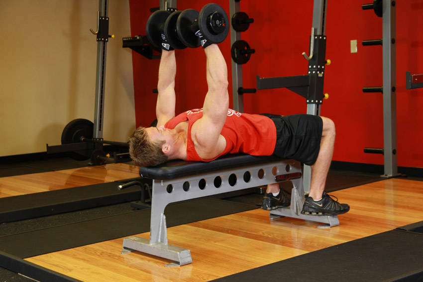 Flat Dumbbell Press start and end position