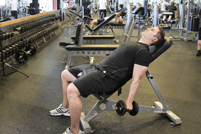 Incline Hammer Curls start and end position