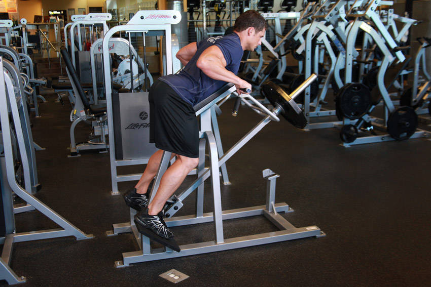 Lying T-Bar Row start and end position
