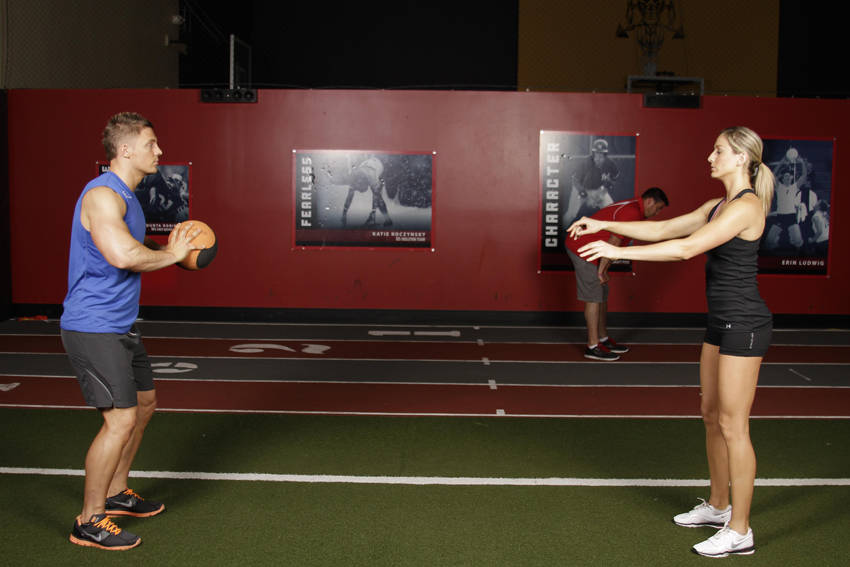 Medicine Ball Chest Pass start and end position