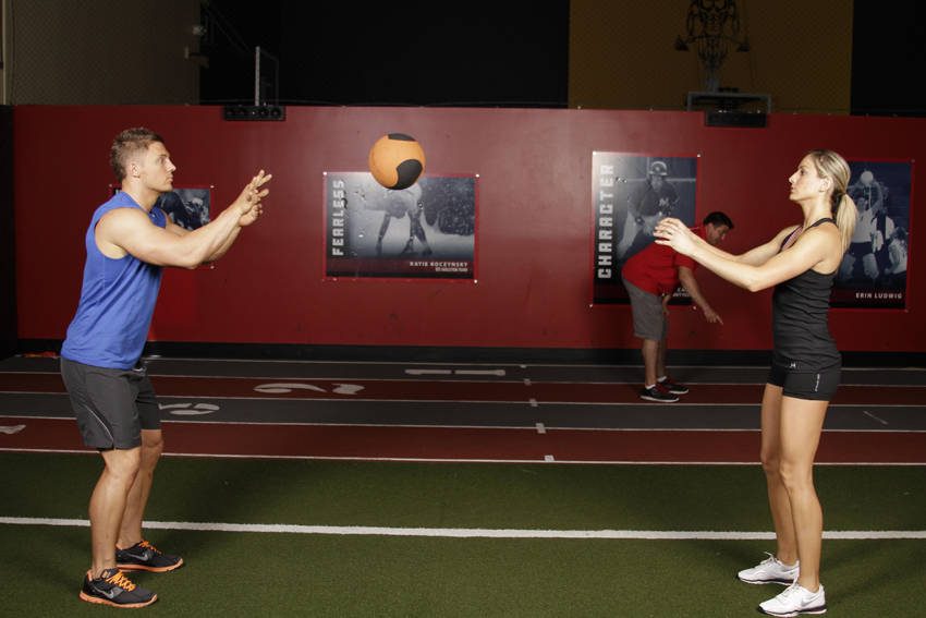 Medicine Ball Chest Pass start and end position