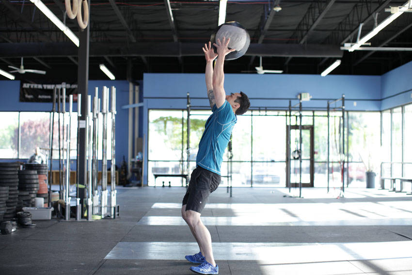 Medicine Ball Scoop Throw start and end position