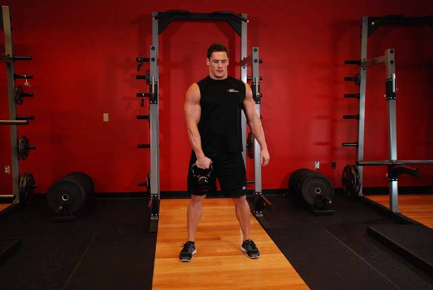 One-Arm Kettlebell Snatch start and end position