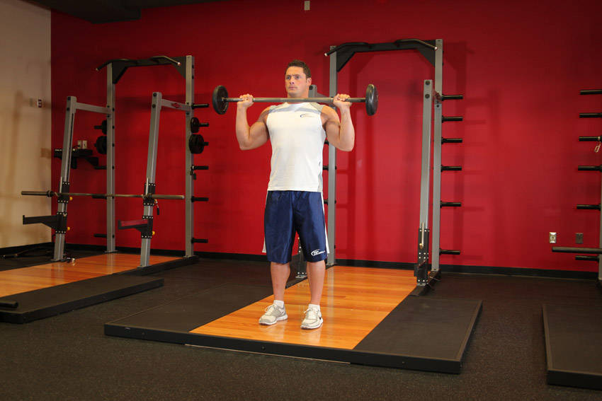 Overhead Barbell Press start and end position