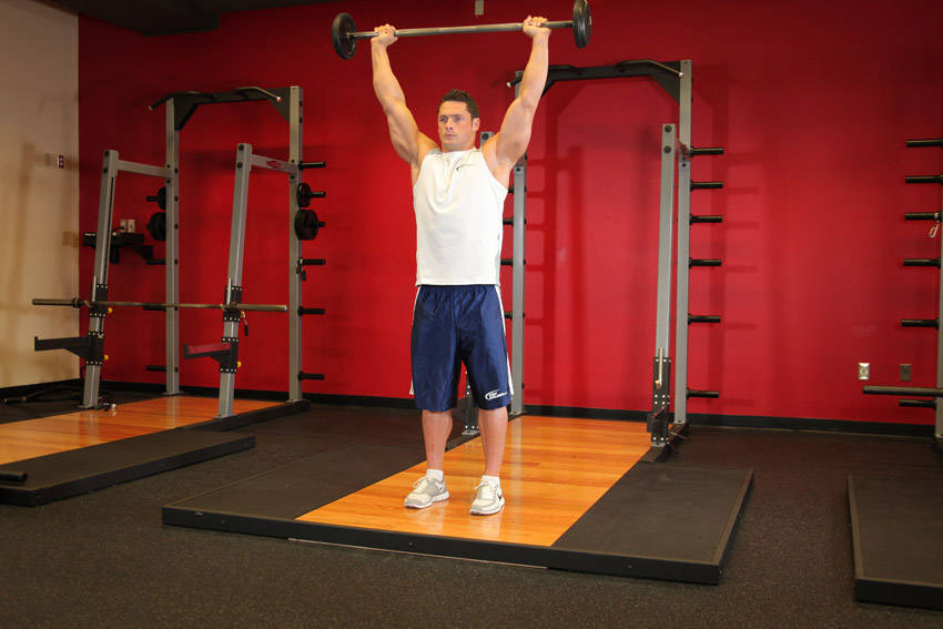 Overhead Barbell Press start and end position