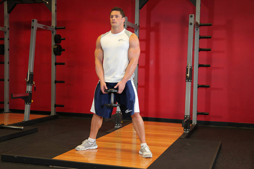 Plie Dumbbell Squat start and end position