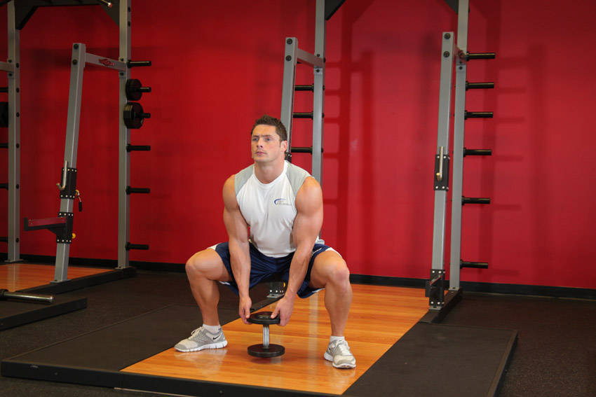 Plie Dumbbell Squat start and end position