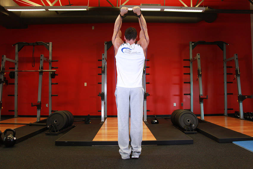 Resistance Band Overhead Press start and end position