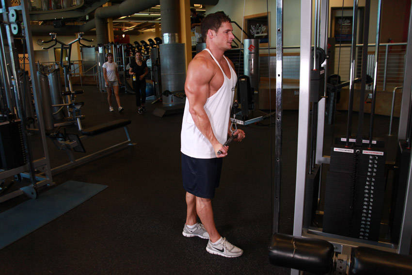 Reverse Grip Triceps Pushdown start and end position