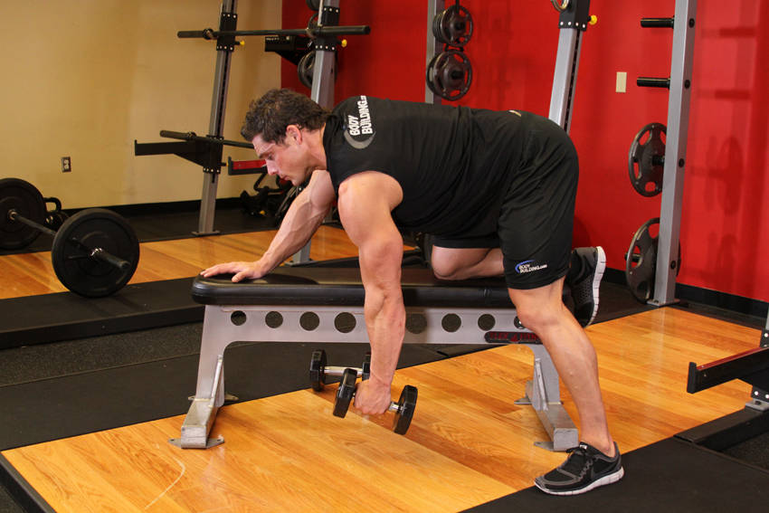 Single-Arm Dumbbell Row start and end position
