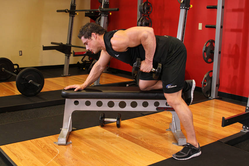 Single-Arm Dumbbell Row start and end position