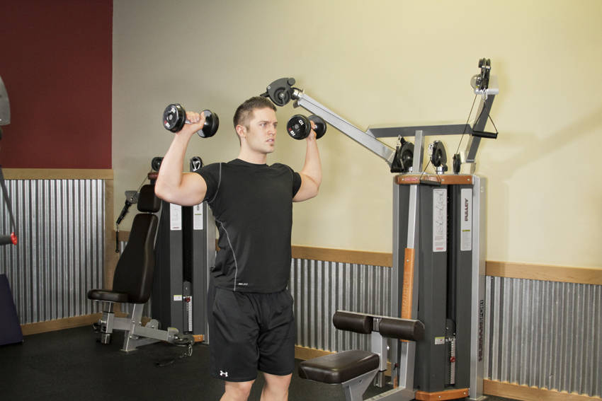 Standing Dumbbell Press start and end position