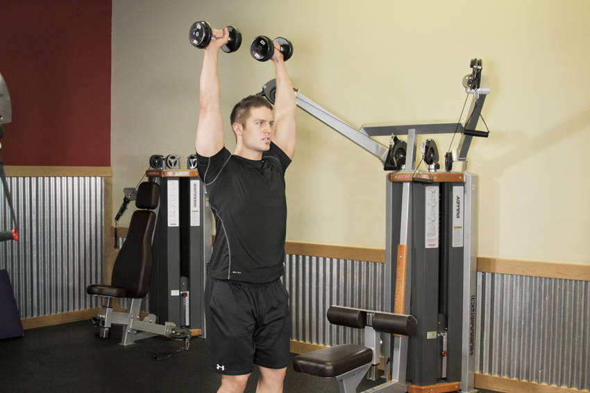 Standing Dumbbell Press start and end position